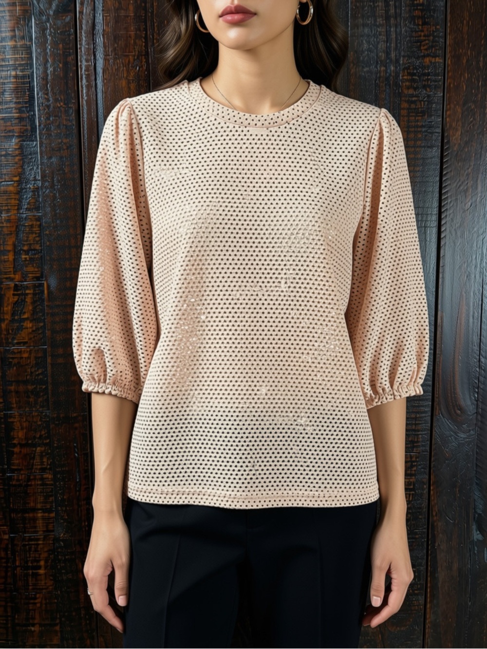 Nanette Lepore Coral Glitter Polka Dot Dessy Top Size Medium